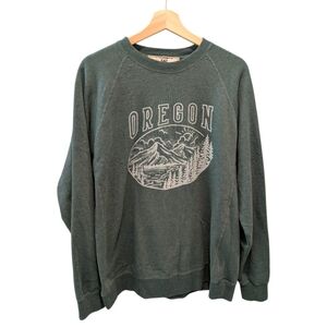 Be Oregon Oregon Mountains Crewneck Sweatshirt Forest Green XL Gorpcore Outdoor